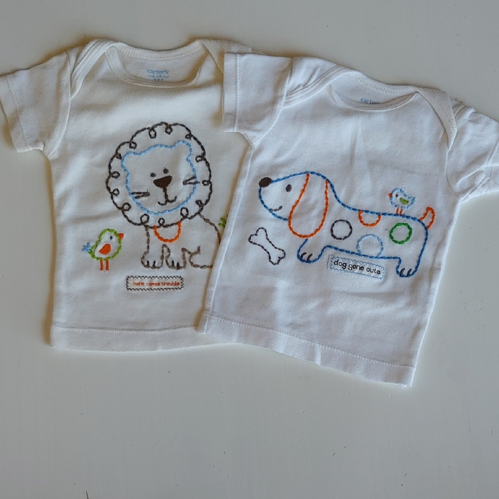 3/$10 Animal Embroidered Baby Boy T-Shirts